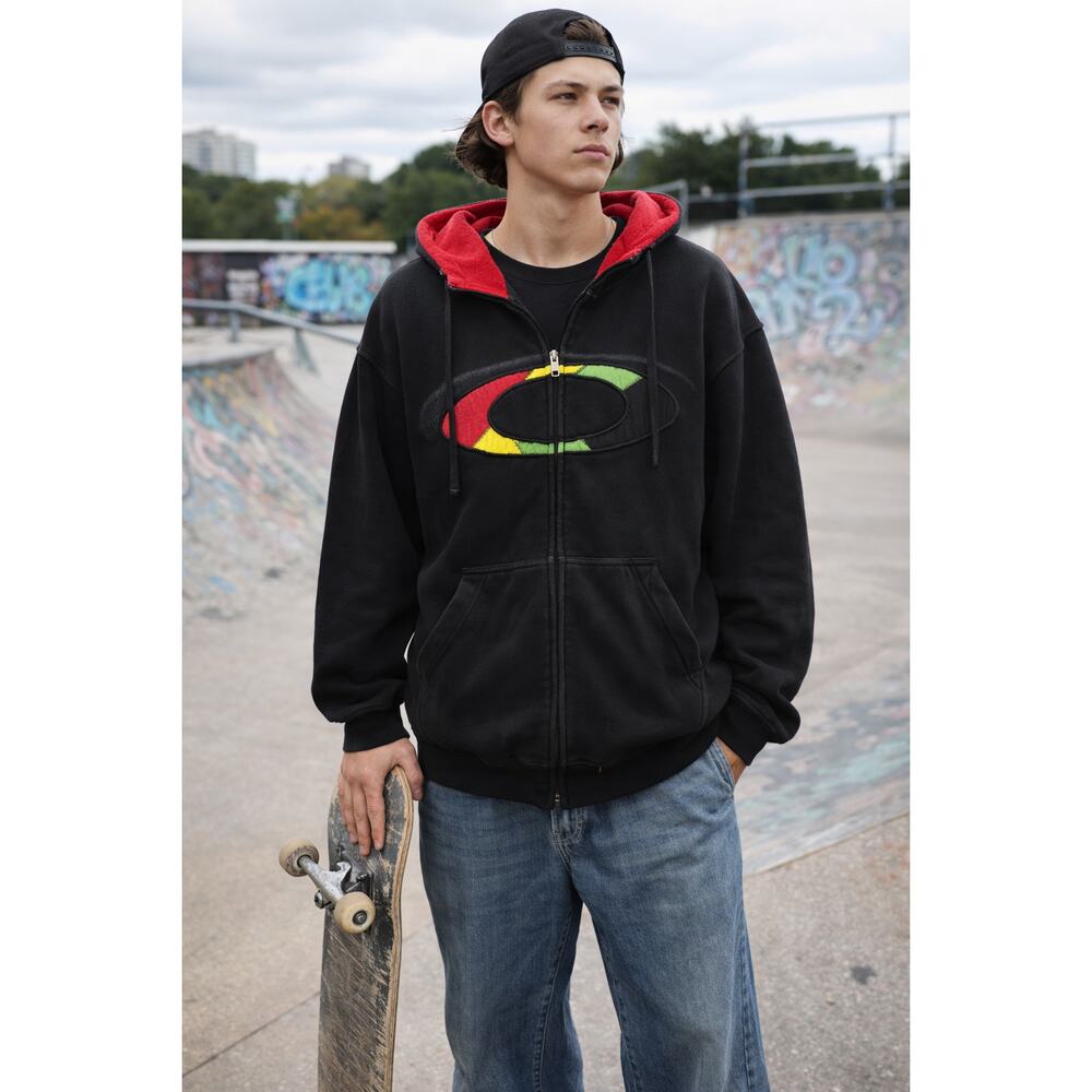 Vintage Y2K Oakley Forged Goods Zippered Hoodie Size XXL Skatewear